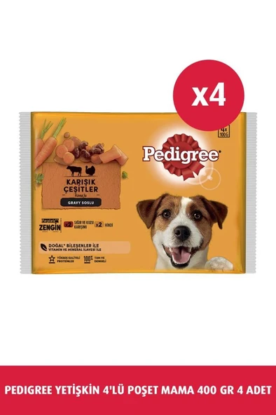 Pedigree Et Çeşitleri Pouch Köpek Konserve Konservesi 4x100 gr ürün görseli 1