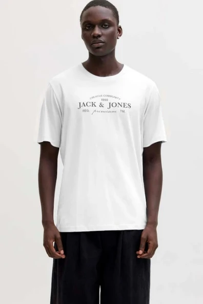 JACK JONES Yazı Baskılı Yuvarlak Yaka Erkek Tişört 12298017 ürün görseli 1