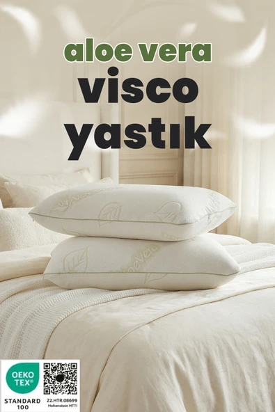 Aura Home Pillow Aloe Vera Kılıflı Visco Ortopedik Yastık – Boyun Destekli , Terletmeyen Anti Alerjik Uyku Yastığı ürün görseli 1