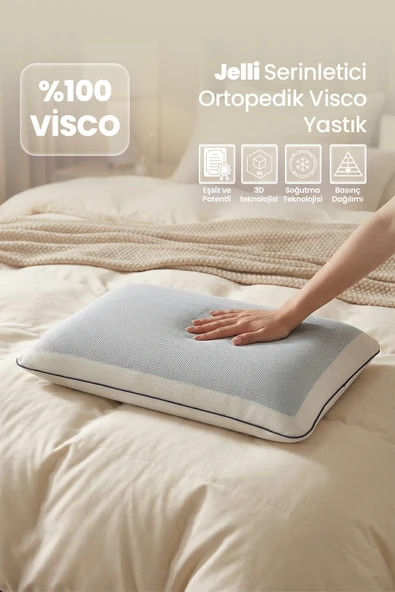 Lunevia Home Terletmeyen Ortopedik Yastık Serinleten Visco Yastık Jelli Yastık 60x40x15cm ürün görseli 1
