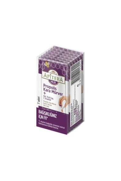 Balparmak Apitera MUR Doğal Bal, C Vitamini, Kara Mürver, Yeşil Çay ve Propolis İçeren Takviye Edici 7’li Saşe ürün görseli 1