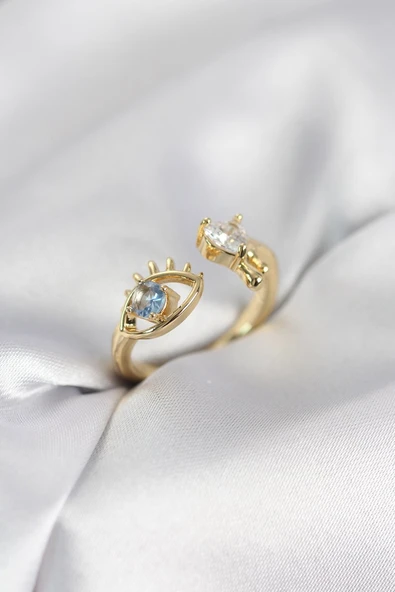 Gözyaşı Model Gold Renk Zirkon Taşlı Kadın Yüzük - TJ-BYK4153 ürün görseli 1