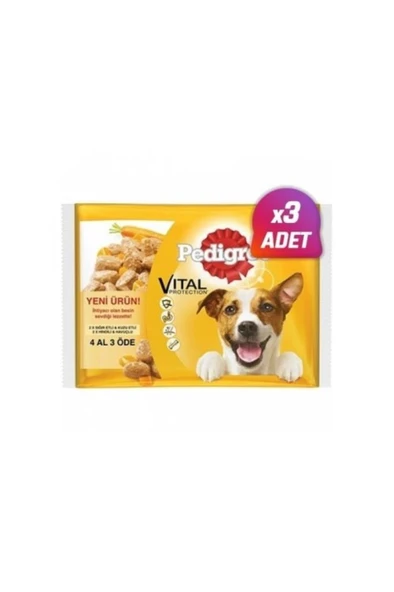 Pedigree 3 Adet - Multipack Sığır Etli&kuzu Ve Hindi&havuç Pouch 4x100 Gr ürün görseli 1