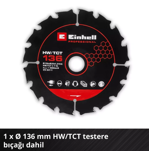 Einhell TP-CS 18/136-C Lİ Solu Mini Daire Testere 4331240 - Resim 7