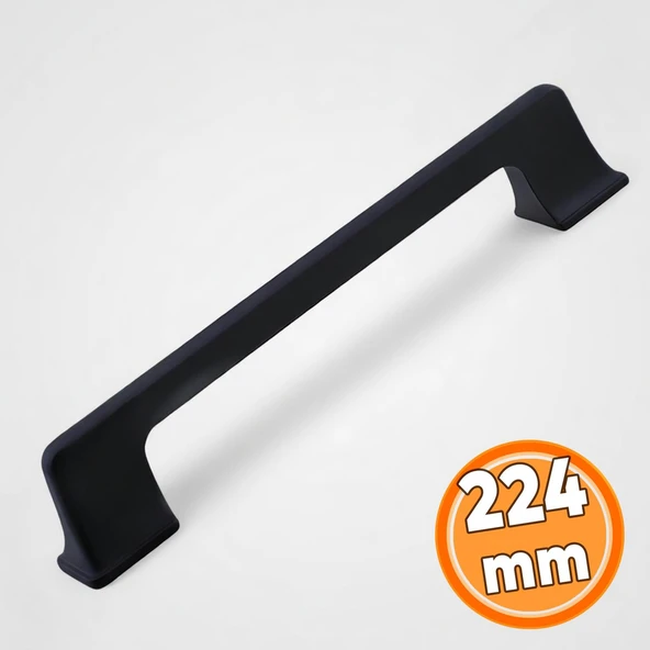 Mobilya Çekmece Mutfak Dolabı Dolap Kapak Kulp Kulb Kulpu Metal Mat Siyah Kulp 224 mm 22.4 cm ürün görseli 1