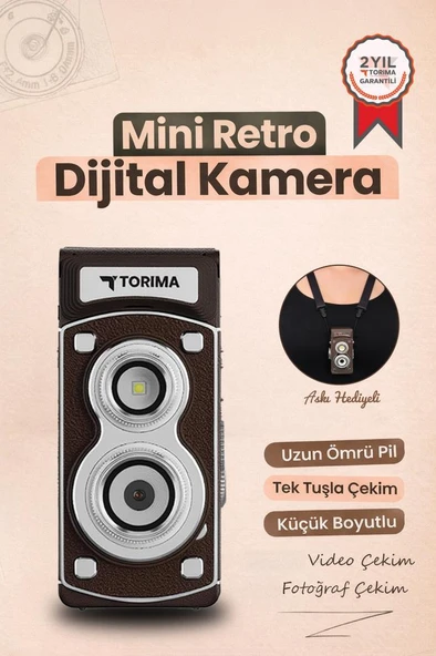 Mini Retro Dijital Fotoğraf Makinesi Video Kamera 1080P CMR44 Kahverengi ürün görseli 1