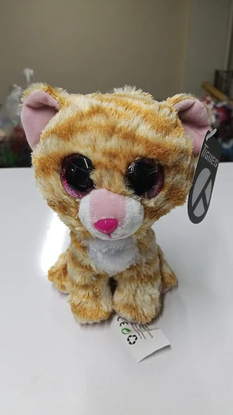 Peluş Büyük Parlak Gözlü Kahve Benekli Kedi 15 cm ürün görseli 1