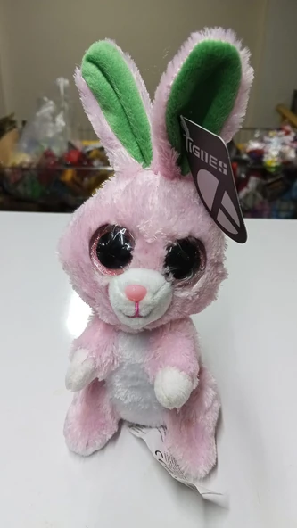 Peluş Büyük Parlak Gözlü Pembe Tavşan 15 cm ürün görseli 1