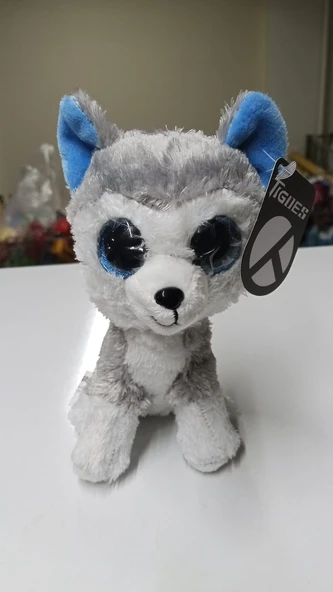 Peluş Büyük Parlak Gözlü Gri Kurt 15 cm ürün görseli 1