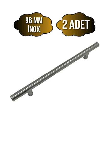 Nobel Boy Paslanmaz Boru İnox Dolap Kulpu Mobilya ve Mutfak Dolap Kulpu(İNOX) İnox 96mm 96mm - 2 ADET ürün görseli 1