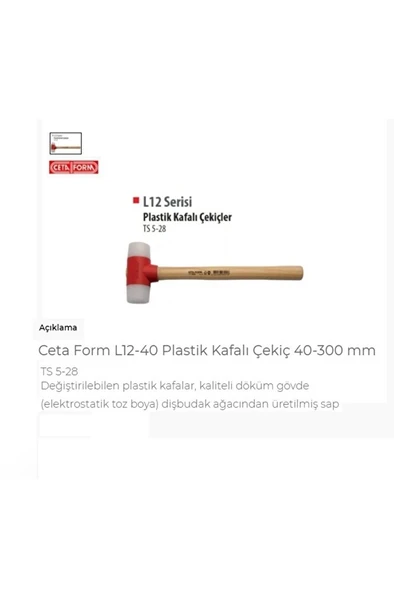 L12-40 Plastik Kafalı Çekiç 40-300 Mm ürün görseli 1
