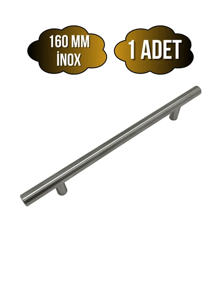 Nobel Boy Paslanmaz Boru İnox Dolap Kulpu Mobilya ve Mutfak Dolap Kulpu(İNOX) İnox 160mm 160mm - 1 ADET ürün görseli 1