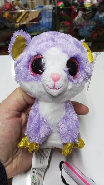 Peluş Büyük Parlak Gözlü Mor Kedi 15 cm ürün görseli 1