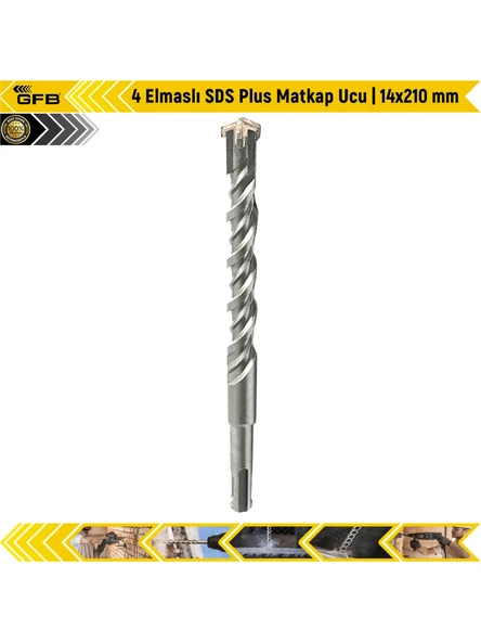 4 Elmaslı Sds Plus Matkap Ucu 14X210 mm ürün görseli 1