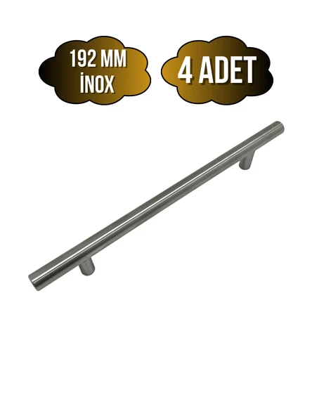 Nobel Boy Paslanmaz Boru İnox Dolap Kulpu Mobilya ve Mutfak Dolap Kulpu(İNOX) İnox 192mm 192mm - 4 ADET ürün görseli 1