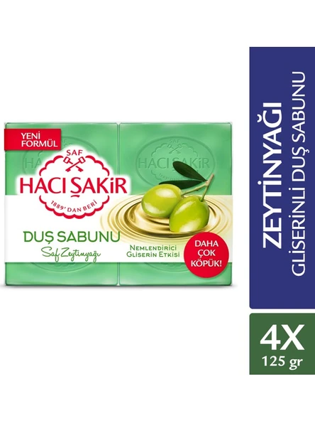 Hacı Şakir Gliserin & Zeytinyağı Kalıp Sabun 4x125 gr ürün görseli 1