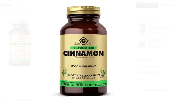 Solgar Cinnamon 100 Kapsül ürün görseli 1
