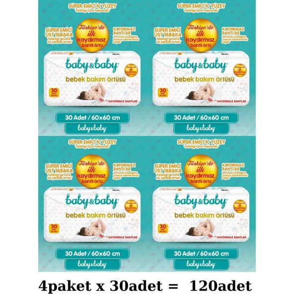 Baby Baby Bebek Bakım Örtüsü 4PAKETX30ADET=120ADET ürün görseli 1
