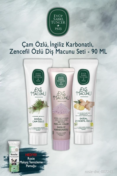 Eyüp Sabri Tuncer Çam, Karbonat, Zencefil X3 90 ml Diş Macunu, Rosie ürün görseli 1