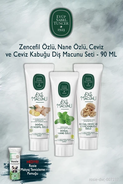 Eyüp Sabri Tuncer 90 ml X3 Zencefil, Nane, Ceviz Özlü Diş Macunu, Rosie ürün görseli 1