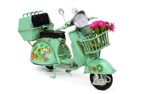 Dekoratif Metal Scooter Sepetli ürün görseli 1