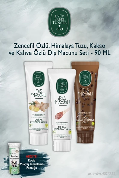 Eyüp Sabri Tuncer 3 Adet 90 ml Zencefil, Himalaya, Kakao Diş Macunu ve Rosie ürün görseli 1