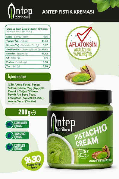 %30 Antep Fıstık Kreması 200 g ( Gerçek Antep Fıstığı Kreması ) ürün görseli 1