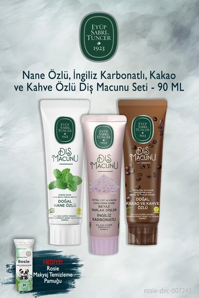 Eyüp Sabri Tuncer 3 Adet 90 ml Nane, Karbonat, Kakao Diş Macunu ve Rosie ürün görseli 1