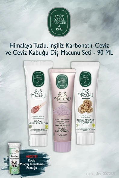 Eyüp Sabri Tuncer X3 90 ml Himalaya, Karbonat, Ceviz Diş Macunu, Rosie ürün görseli 1