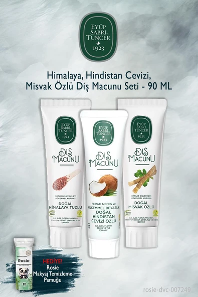 Eyüp Sabri Tuncer 3 Adet Himalaya, Hindisan Cevizi, Misvak 90 ml Diş Macunu, Rosie ürün görseli 1