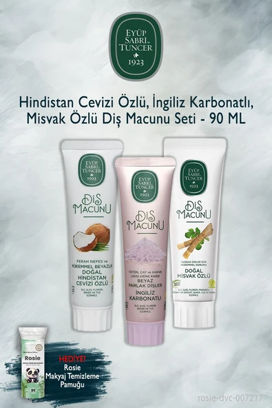 Eyüp Sabri Tuncer X3 Hindistan Cevizi, Karbonat, Misvak 90 ml Diş Macunu, Rosie ürün görseli 1