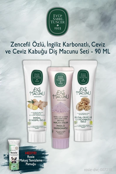 Eyüp Sabri Tuncer 3 Adet 90 ml Zencefil, Karbonat, Ceviz Diş Macunu, Rosie ürün görseli 1