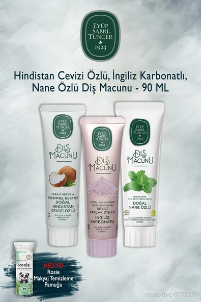 Eyüp Sabri Tuncer 90 ml Hindistan Cevizi, Karbonat, Nane X3 Diş Macunu, Rosie ürün görseli 1