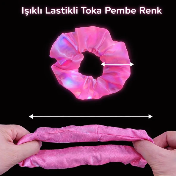Pembe Renk Led Işıklı Lastikli Saç Tokası ürün görseli 1