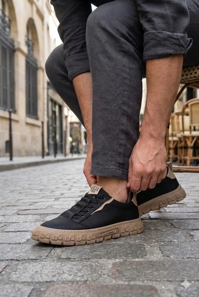 Guja 26Y518 Rahat Desenli Kauçuk Taban Tekstil Lastik Bağcıklı Sneaker Erkek Ayakkabı ürün görseli 1