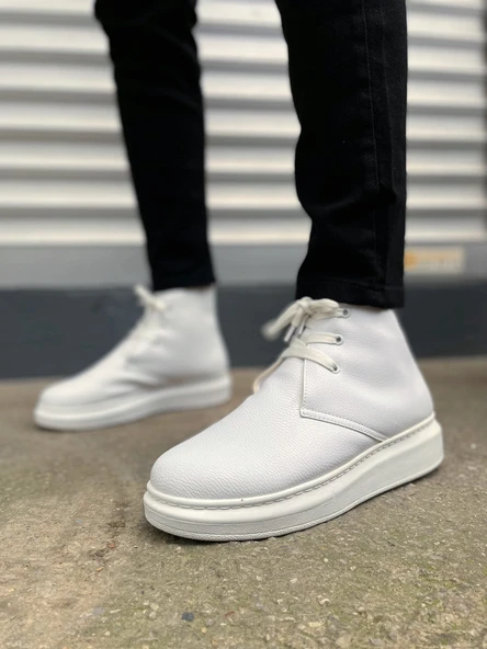 Beyaz Bağcıklı Erkek Sneaker Bot - Resim 2