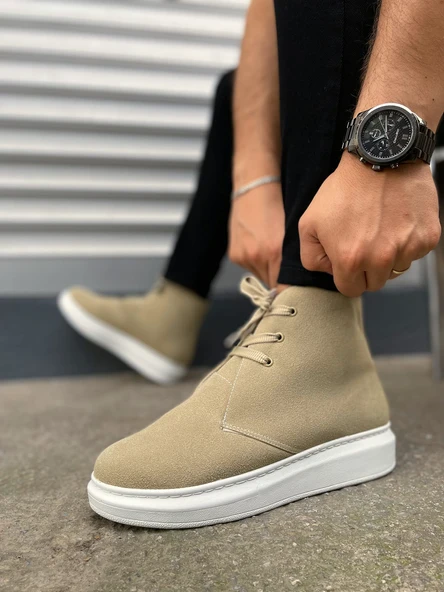 Krem Süet Bağcıklı Erkek Sneaker Bot ürün görseli 1