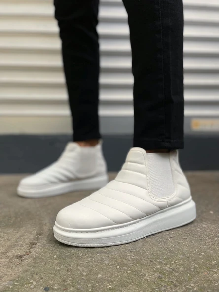 Beyaz Lastikli Erkek Sneaker Bot - Resim 2