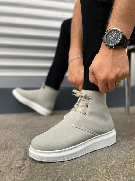 Gri Süet Bağcıklı Erkek Sneaker Bot ürün görseli 1