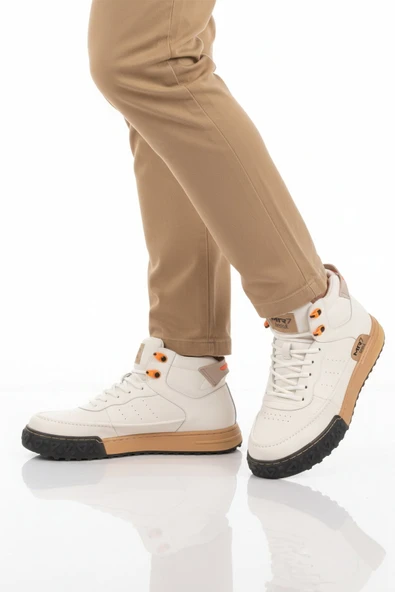 Beyaz Hakiki Deri Bağcıklı Erkek Sneaker ürün görseli 1