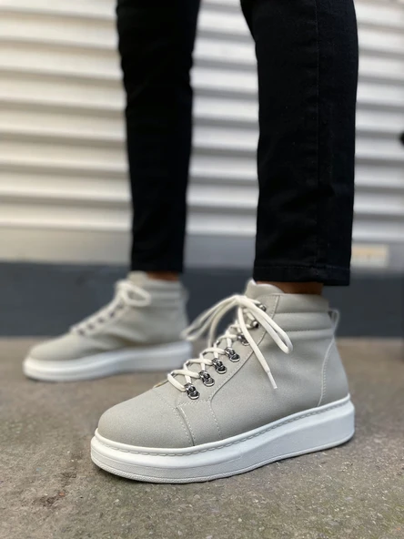Gri Süet Bağcıklı Erkek Sneaker Bot ürün görseli 1