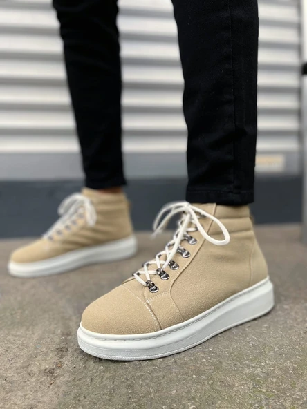 Krem Süet Bağcıklı Erkek Sneaker Bot ürün görseli 1