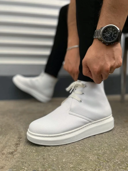 Beyaz Bağcıklı Erkek Sneaker Bot ürün görseli 1