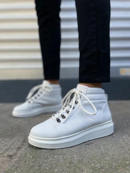 Beyaz Bağcıklı Erkek Sneaker Bot - Resim 2