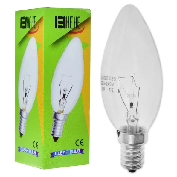 PTTAVM: 220V 15W E14 Duylu Akkor Telli Şeffaf Halojen Mum Ampul