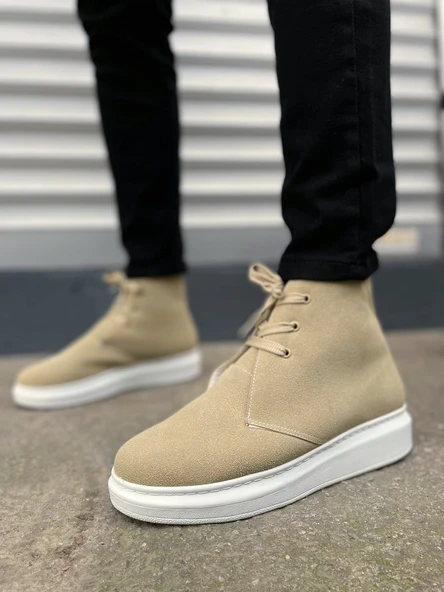 Krem Süet Bağcıklı Erkek Sneaker Bot - Resim 2