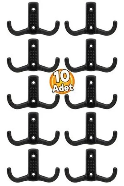 10 Adet Siyah Noktalı Askı Metal Askı Portmanto Askılık Dolap Mobilya Askısı Siyah (vidalar Dahil) ürün görseli 1