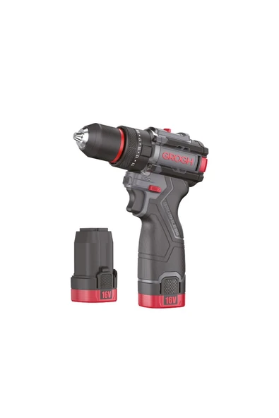 GROGH Kömürsüz Motorlu Şarjlı Darbeli Matkap 16V 2Ah GRX1634-2 BMC | Çift Vitesli Akülü Vidalama ürün görseli 1