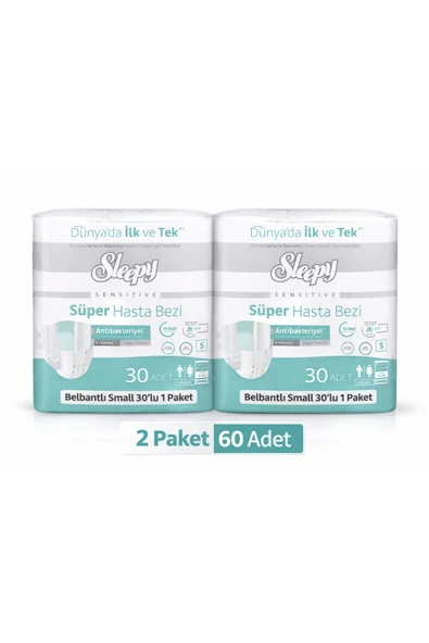 Sleepy Belbantlı Hasta Bezi S Beden 60 Adet (2 Paket x 30 Adet) ürün görseli 1