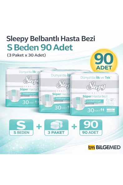 Sleepy Belbantlı Hasta Bezi S Beden 90 Adet (3 Paket x 30) Yüksek Emici ürün görseli 1
